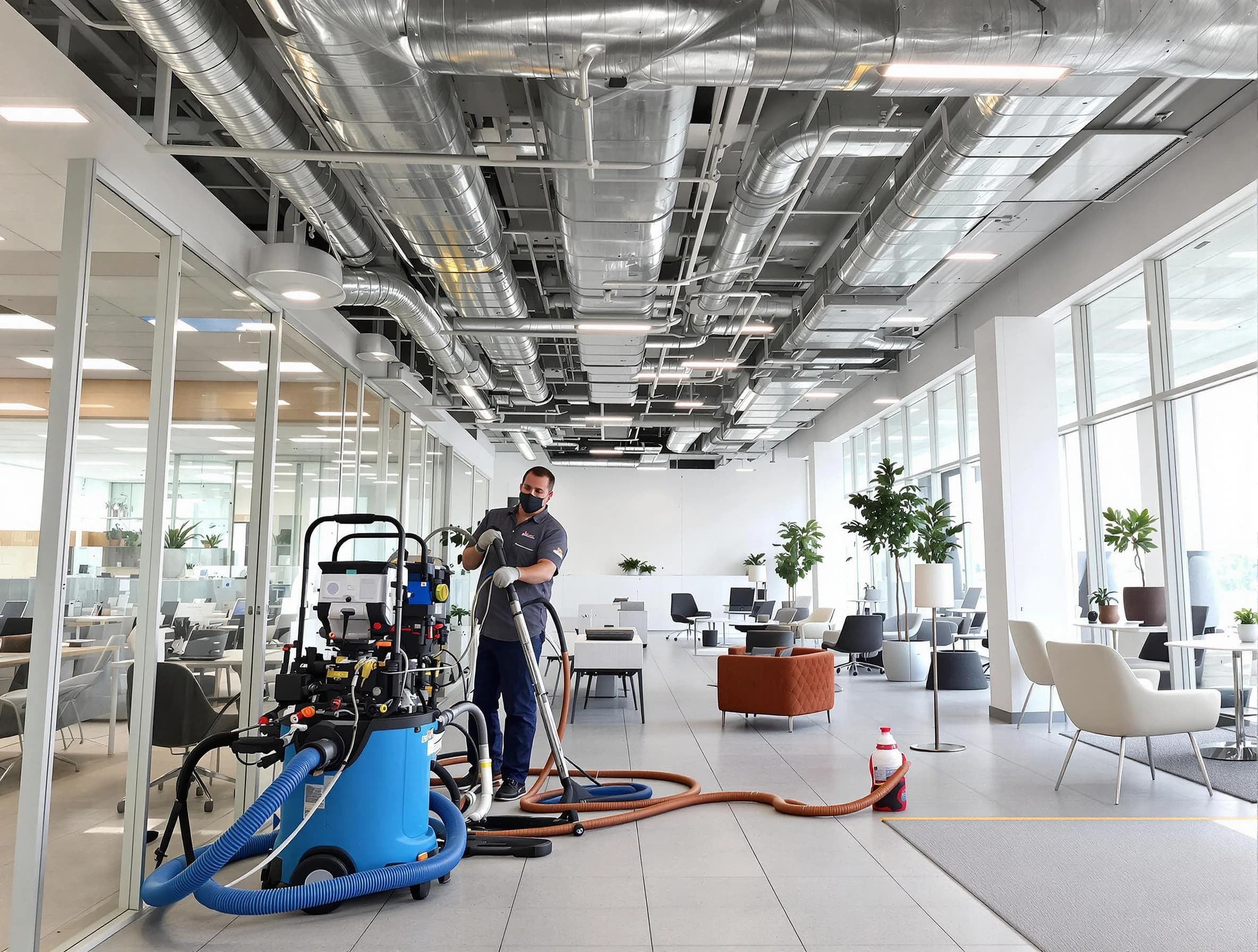 West Mifflin Air Duct Cleaning team conducting comprehensive commercial duct cleaning at a business location in West Mifflin