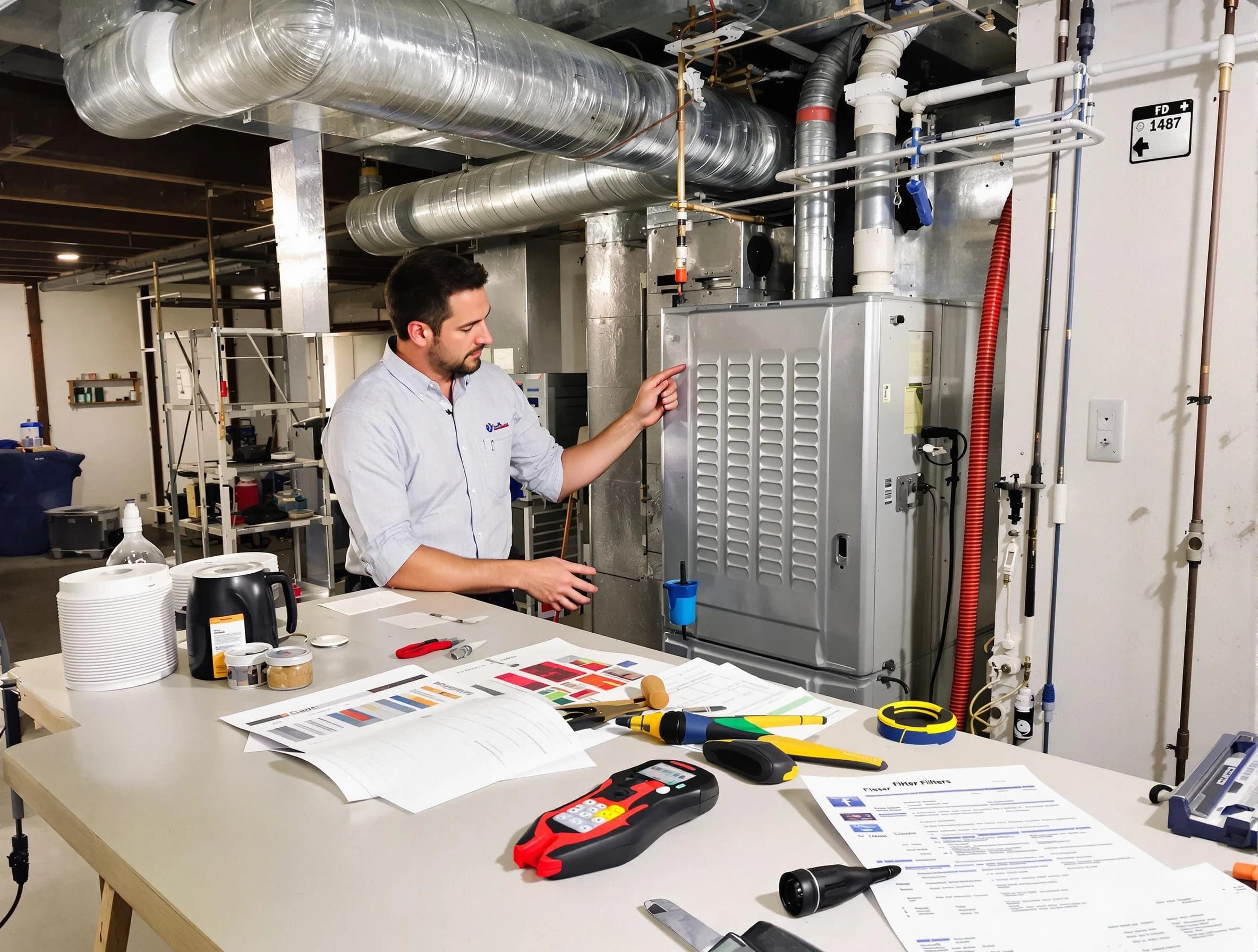 West Mifflin Air Duct Cleaning inspector conducting detailed filter system evaluation using professional diagnostic tools in West Mifflin