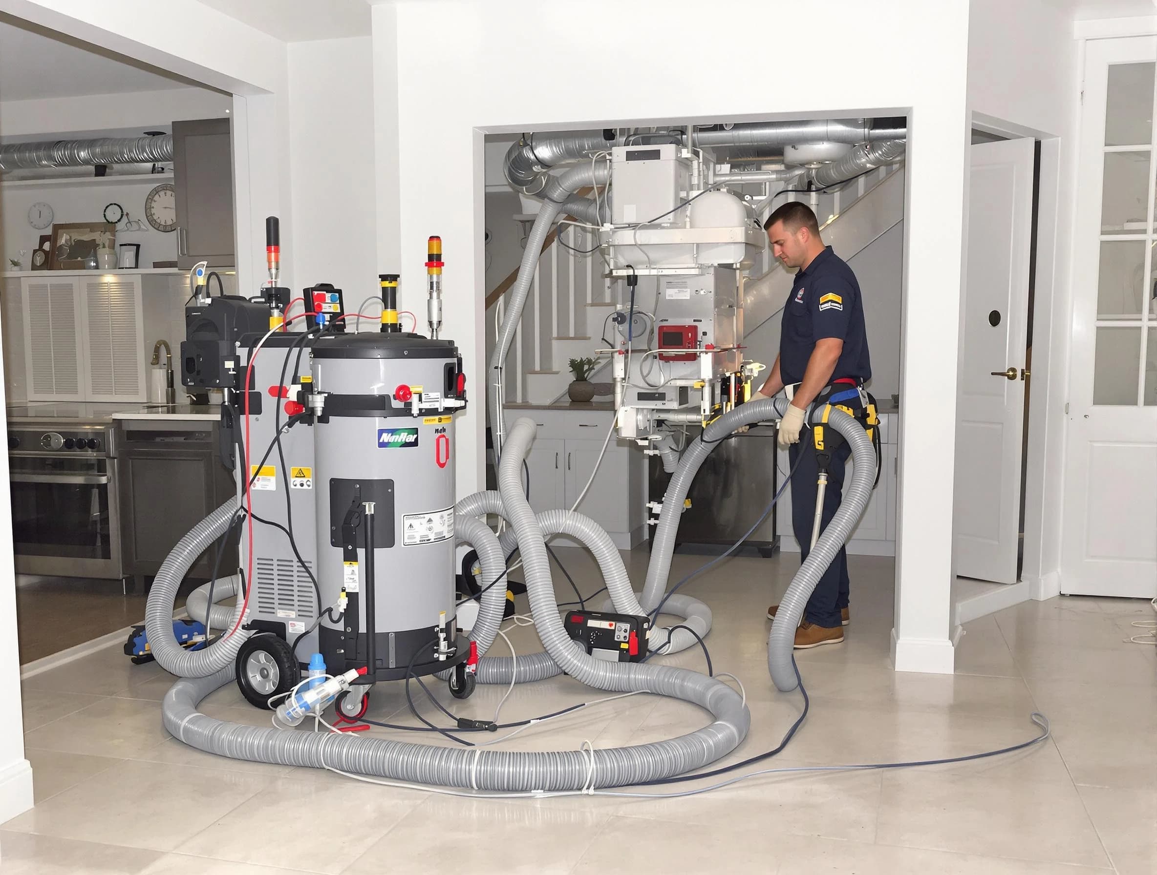 West Mifflin Air Duct Cleaning technician operating negative pressure cleaning equipment for thorough duct maintenance in West Mifflin