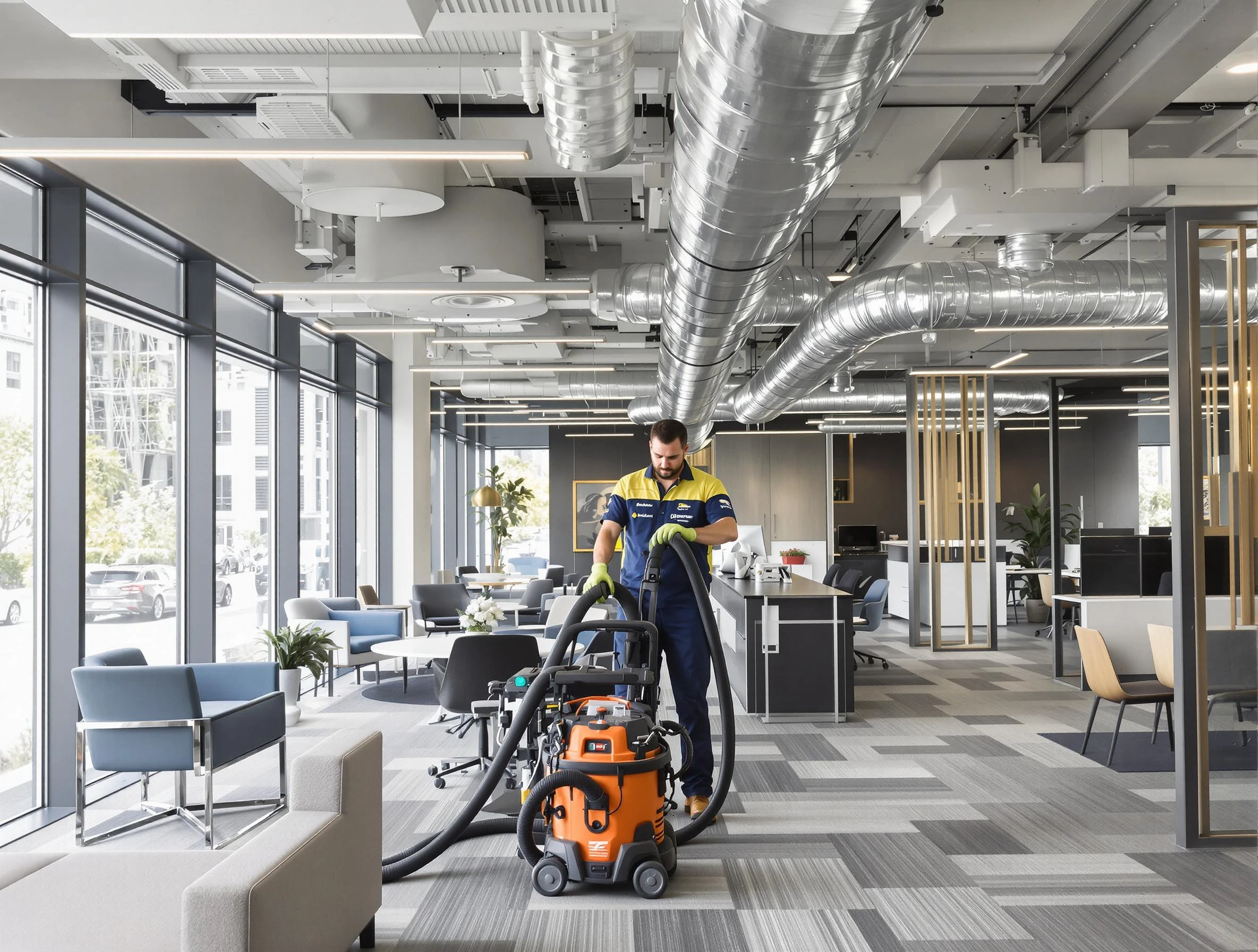 West Mifflin Air Duct Cleaning team performing thorough commercial duct cleaning at a West Mifflin business center